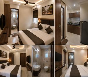 a hotel room with a bed and a bathroom at Sab proprty in Dānāpur