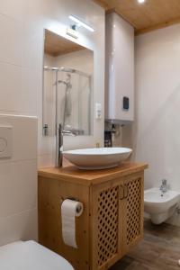 a bathroom with a sink and a toilet at Herzerl Apartment - Heiligenblut in Heiligenblut +36 photos