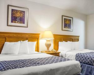 a hotel room with two beds and a lamp at Rodeway Inn Old Town Scottsdale in Scottsdale