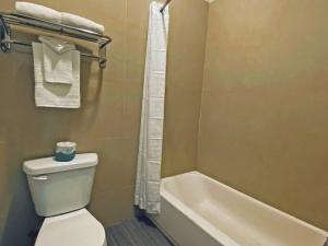 a bathroom with a toilet and a tub and a sink at Rodeway Inn Old Town Scottsdale in Scottsdale +20 photos