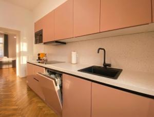 a kitchen with a sink and a counter top at Villa Jahn in Baden