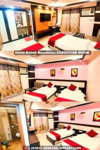a room with two beds with red pillows at Hotel Rodali Residency in Guwahati