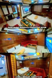 two pictures of a room with a hospital receptionoperative room at Hotel Rodali Residency in Guwahati