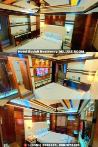 a collage of three pictures of a hotel room at Hotel Rodali Residency in Guwahati