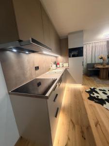 a kitchen with a sink and a counter top at Emerald Alpine Apartment Seefeld in Seefeld in Tirol +49 photos