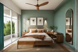 a bedroom with a bed and a ceiling fan at SUWA CHANDU - By Mountain Boutiques Luxury Collection in Mirissa