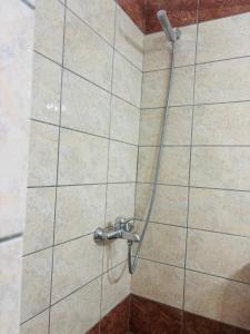 eine Dusche mit Schlauch an einer gefliesten Wand in der Unterkunft Happy Days in Agia Galini + 42 Fotos