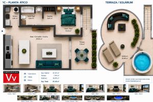 a layout of a floor plan of a house at Ático de Lujo con Jacuzzi Privado en Azotea Vistas in La Oliva +42 photos