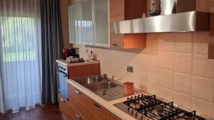 a kitchen with a sink and a stove top oven at Casa Bibi in Subbiano