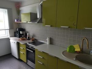 a kitchen with a sink and a counter top at Peipsi Mehikoorma korter in Mehikoorma
