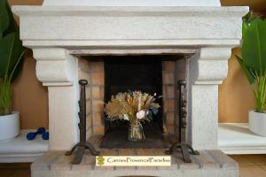 a vase of flowers is sitting in a fireplace at Duplex Luxe Vue Mer Face Palais des Festivals et Vieux Port 5 Couchages in Cannes