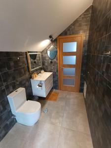 a bathroom with a toilet and a sink at Paradiesli in Castelo de Penalva +28 photos