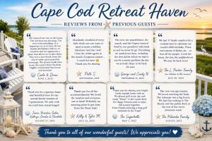 a sign for a cape cod retreathavenreviews from previous guests at Waterfront Escape with Stunning Views on Bass River in West Dennis
