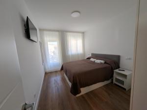 a small bedroom with a bed and a television at Alojamientos Bahia de Santoña 4 in Santoña