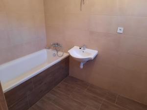 a bathroom with a sink and a bath tub at Riverside house Duna in Rajka