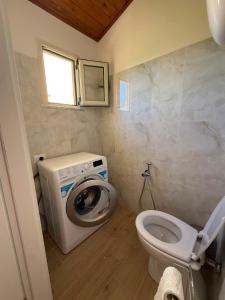 a bathroom with a washing machine and a toilet at Casa Bella Tania in Briatico