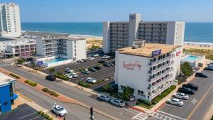 an aerial view of a city with a parking lot at Flamingo Motel in Ocean City