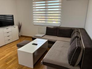 a living room with a couch and a tv at Apartman Pale - Biljana in Pale