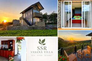 a collage of photos with a house and the sunset at SSR Wasana in Sita Eliya