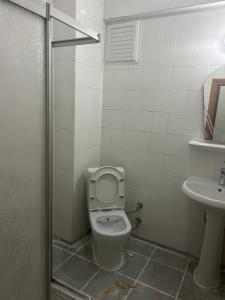 a bathroom with a toilet and a sink at Ünlü Otel in Fethiye