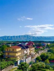 a view of a city with mountains in the background at Colombo' s House in Shkodër