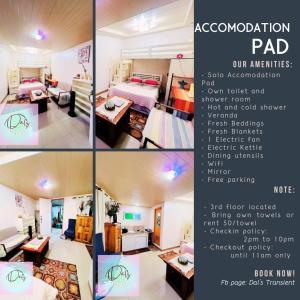 a collage of four pictures of a room at Dals Accommodation pad in Baguio