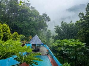 a view of a resort with a swimming pool and trees at Misty valley Private Pool Villa Munnar in Anachal