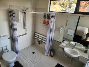 a bathroom with a toilet and a sink at Tamar Ridge Winery Apartments in Grindelwald