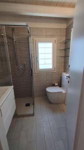 a bathroom with a shower and a toilet and a sink at Lagunahome Beatrice in Chioggia +10 photos