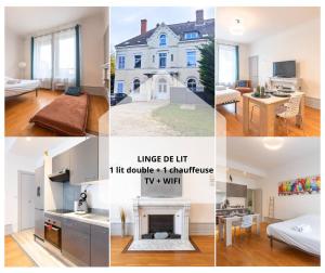 a collage of photos of a house at La Suite des Épinoches - Parking Privé in Mâcon