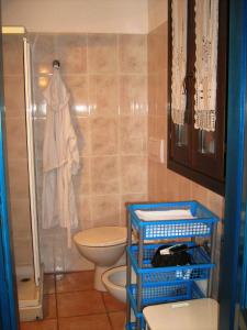 ラ・マッダレーナにあるAppartamento Scoglio Balenoの小さなバスルーム(トイレ、シャワー付)
