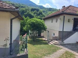 a house with a view of a yard with a tree at Apartman Dream in Foča