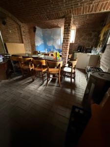 a dining room with a table and chairs at Cozy Room for 2 people in Dresden