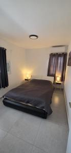 a bedroom with a large bed and two lamps at Desert Gateway Spacius City Nest in Beer Sheva