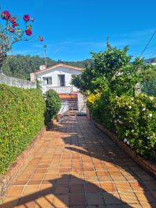 a brick walkway in front of a house at Casa rias baixas in Poio