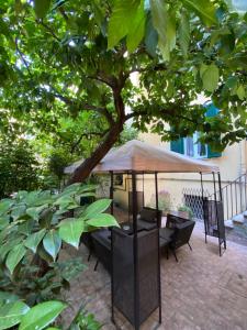 a gazebo with tables and chairs under a tree at Il Limone A San Pietro - Vatican in Rome