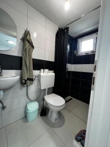 a bathroom with a toilet and a sink at Apartman UnaTesnim in Bihać