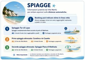 a screenshot of a webpage of a beach with the stages of a webpage at Villa Marhù in Mattinata