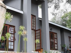 a house with palm trees in front of it at 12 On York Guesthouse in Bloemfontein