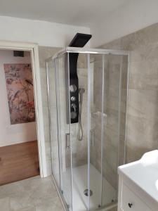 a shower in a bathroom with a ceiling at Casa Yos in Vallerano +31 photos