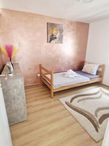 a small room with a bed and a rug at Villa Bavaria in Ritopek +13 photos