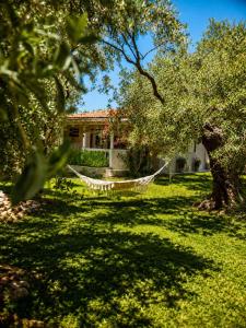 a hammock in the yard of a house at Sunray Separate Villa in Skala Sotiros