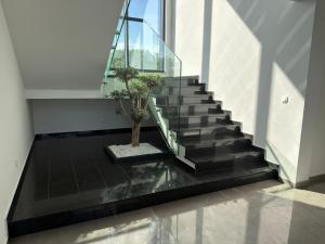 a staircase in a building with a potted plant at Villa Lustria in Labin