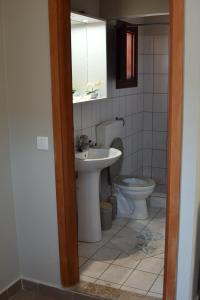 a bathroom with a sink and a toilet at Το περασμα in Panormos Kalymnos