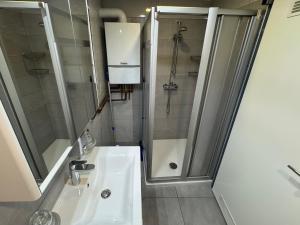 a bathroom with a shower and a sink at Hava apartment in Sarajevo