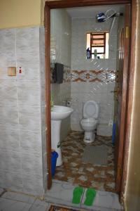 a bathroom with a toilet and a sink at Unique place Studio Thika in Thika