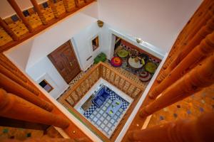 an overhead view of a room with a table at Riad Mozaik Fes in Fez +116 photos