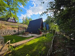 a house with a black roof and a yard at Forest Heaven in Kolašin