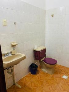 a bathroom with a toilet and a sink at Casa céntrica en Paraíso Amplia y cómoda in Paraíso