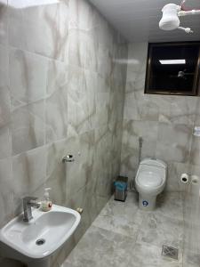 a bathroom with a sink and a toilet at Garsol in Oruro